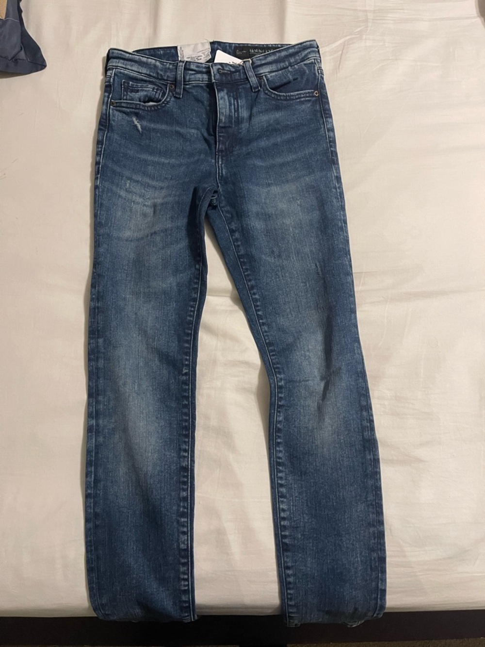 Armani Exchange Straight Leg Jeans in Medium Blue Wash